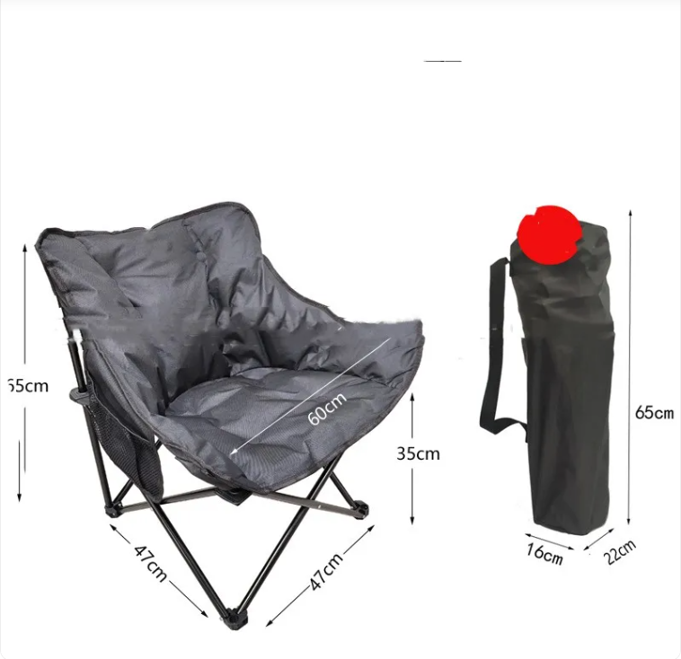 Folding Moon Chair – Portable Outdoor Accent Chair with Padded Cotton Seat